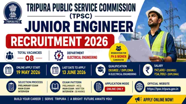 Tripura PSC Junior Engineer Recruitment 2026