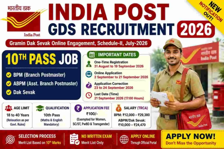 India Post GDS Recruitment 2026: 10th Pass, বয়স, বেতন, আবেদন ও Merit List 1 India Post GDS Recruitment 2026