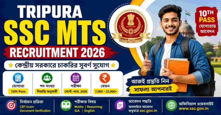 Tripura SSC MTS Recruitment 2026: যোগ্যতা, আবেদন, বেতন ও পরীক্ষা 1 Tripura SSC MTS Recruitment 2026